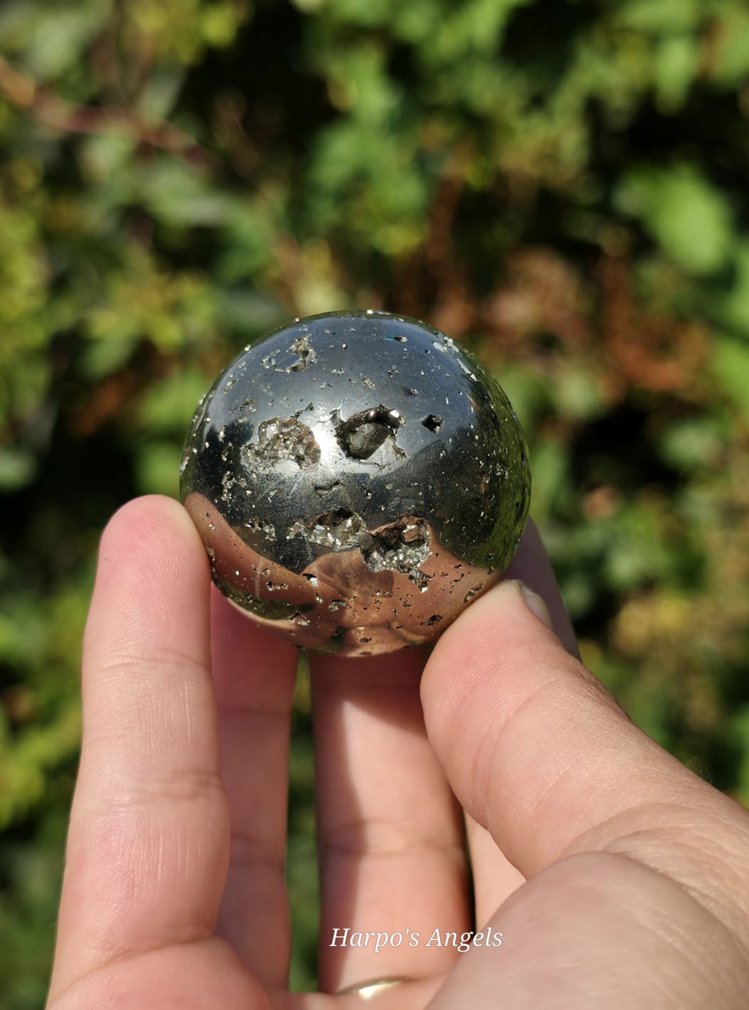 Peruvian Pyrite Sphere with Druzy Pockets #3