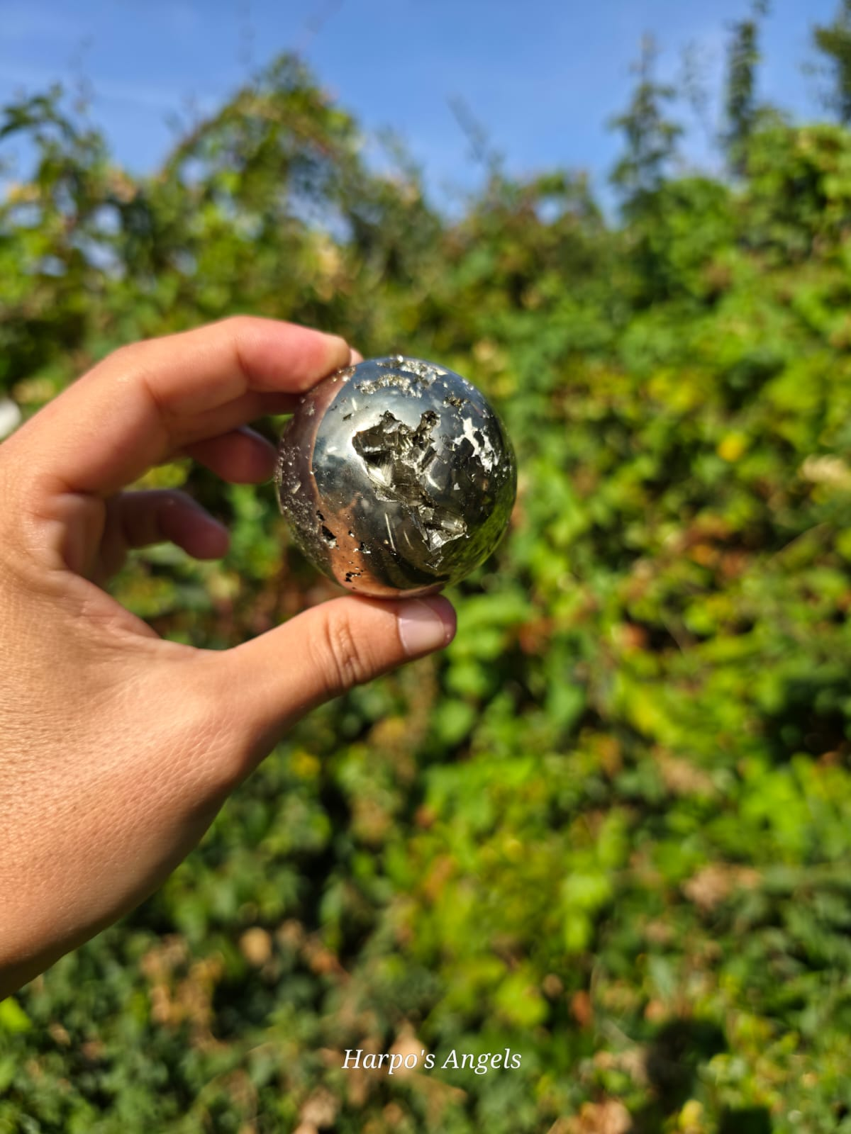 Peruvian Pyrite Sphere with Druzy Pocket #2