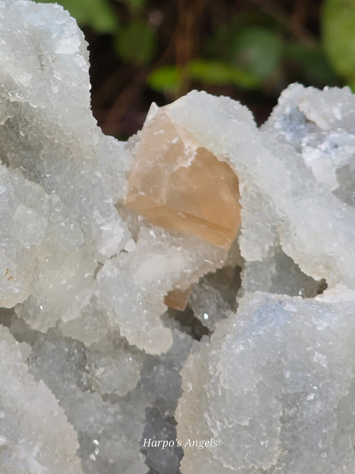 Heulandite Crystal Specimen with Amethyst Inclusion - India