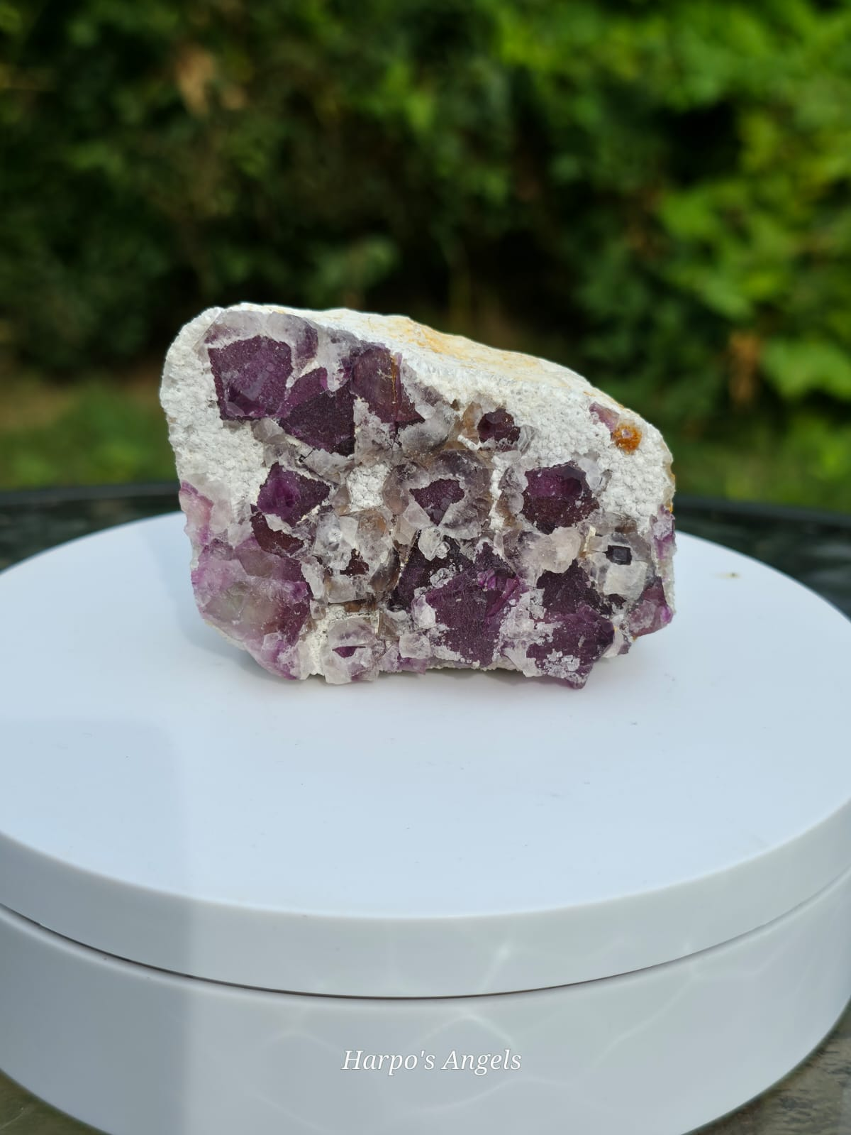 Purple Fluorite on Quartz Matrix Crystal Cluster