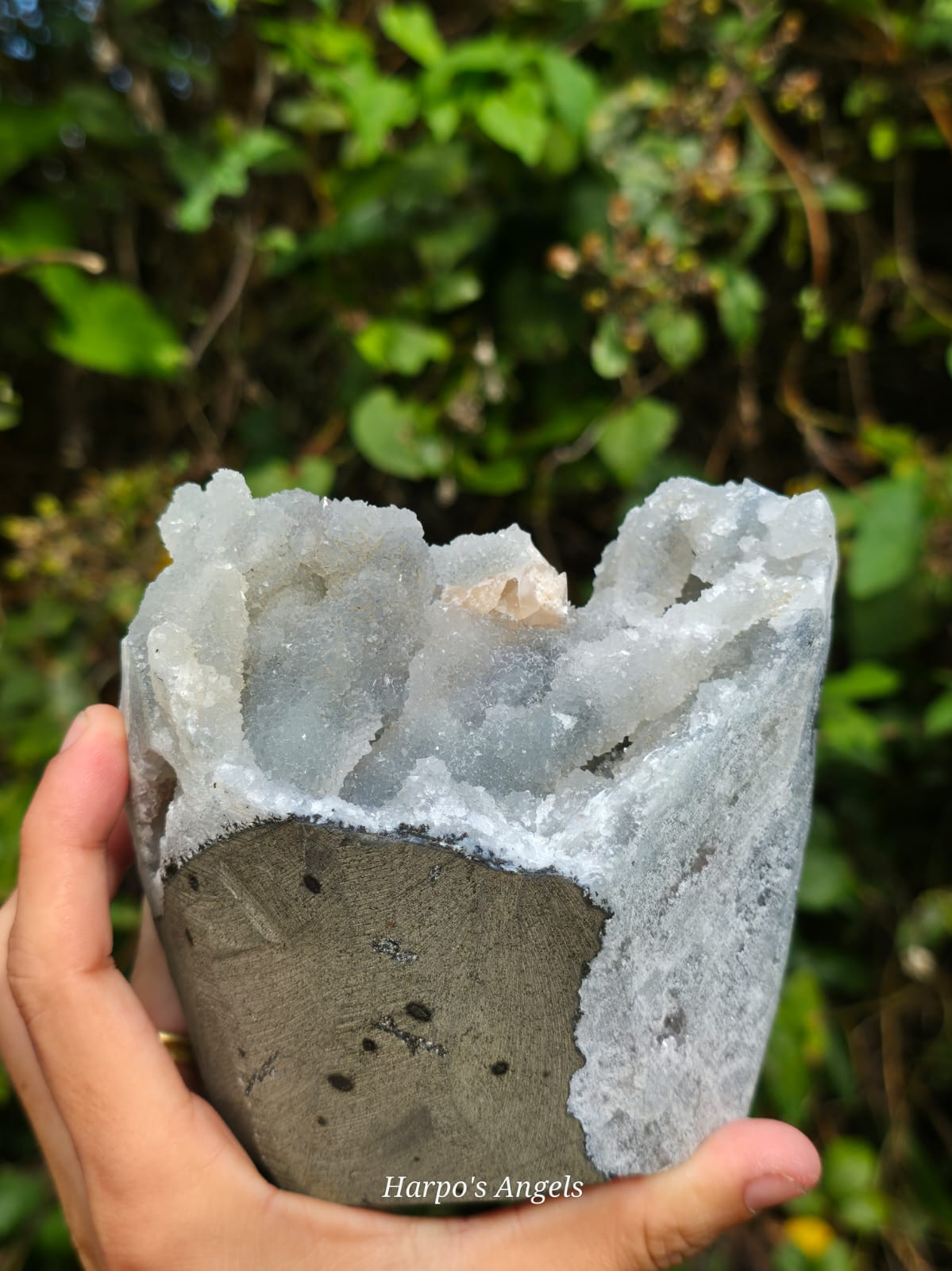 Heulandite Crystal Specimen with Amethyst Inclusion - India