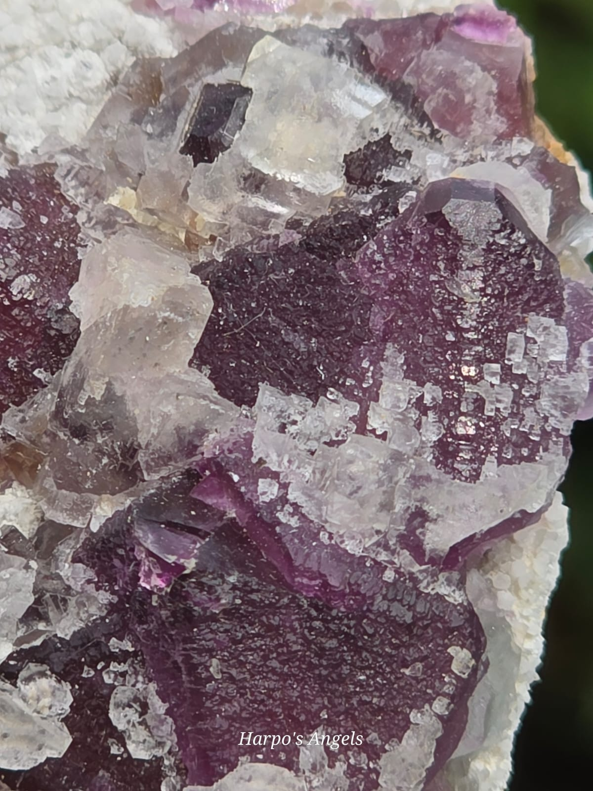 Purple Fluorite on Quartz Matrix Crystal Cluster