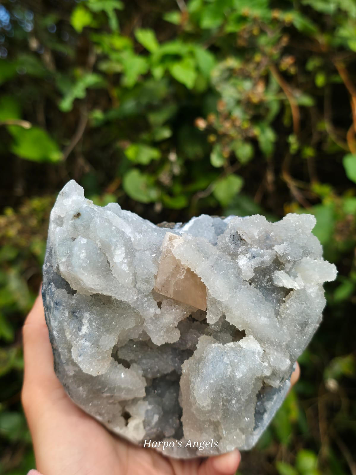 Heulandite Crystal Specimen with Amethyst Inclusion - India