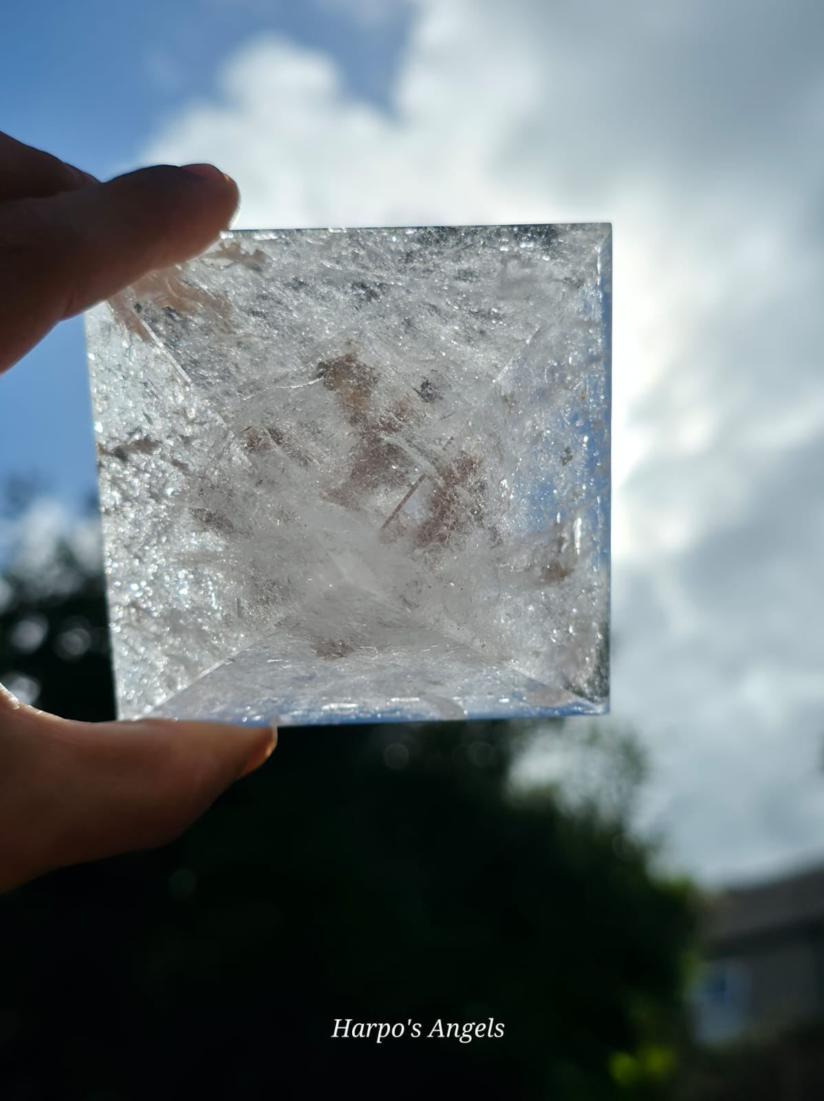Clear Quartz Pyramid with Chlorite & Hematite Inclusions