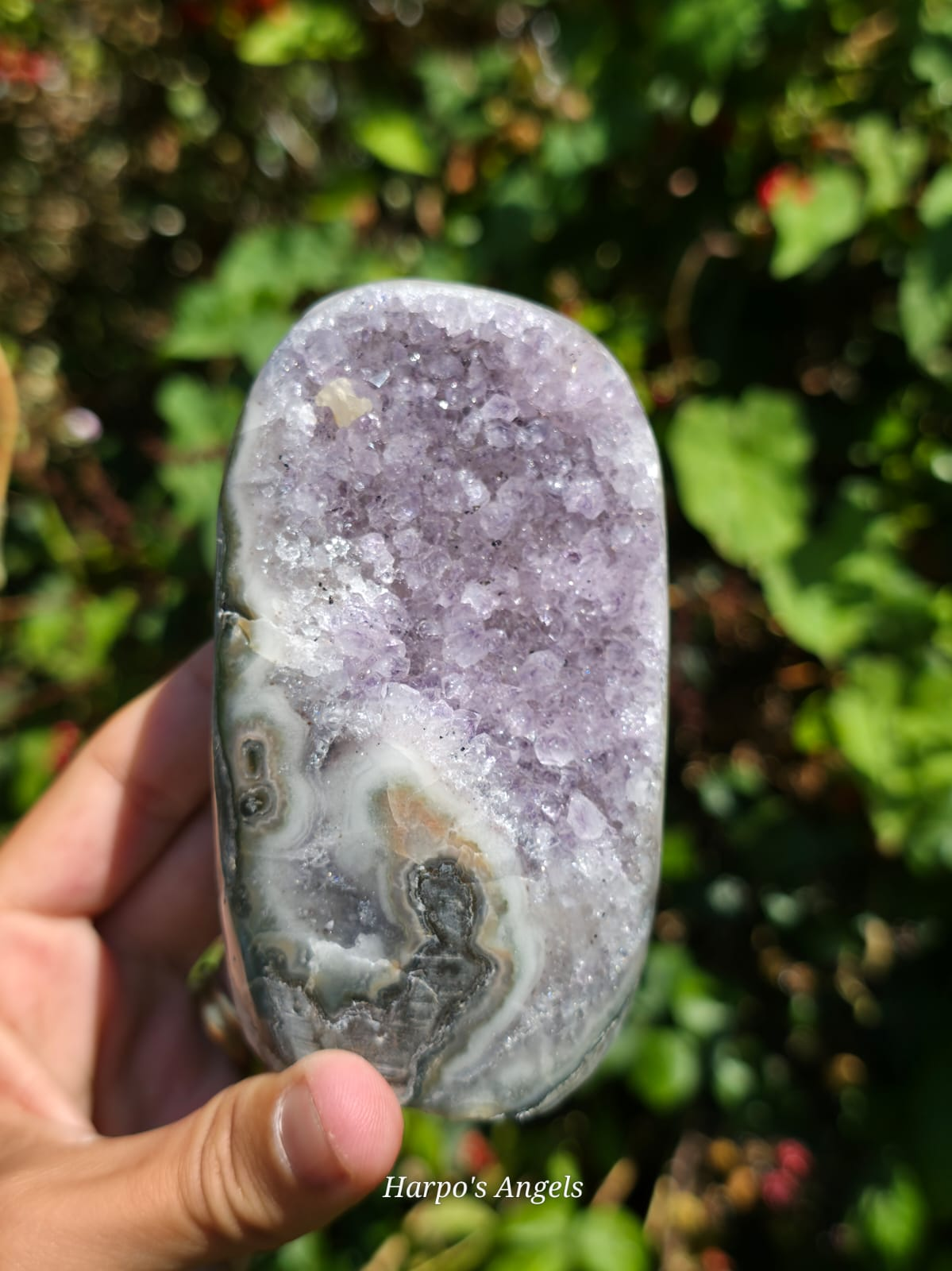 Brazilian Amethyst Cut Base with Calcite