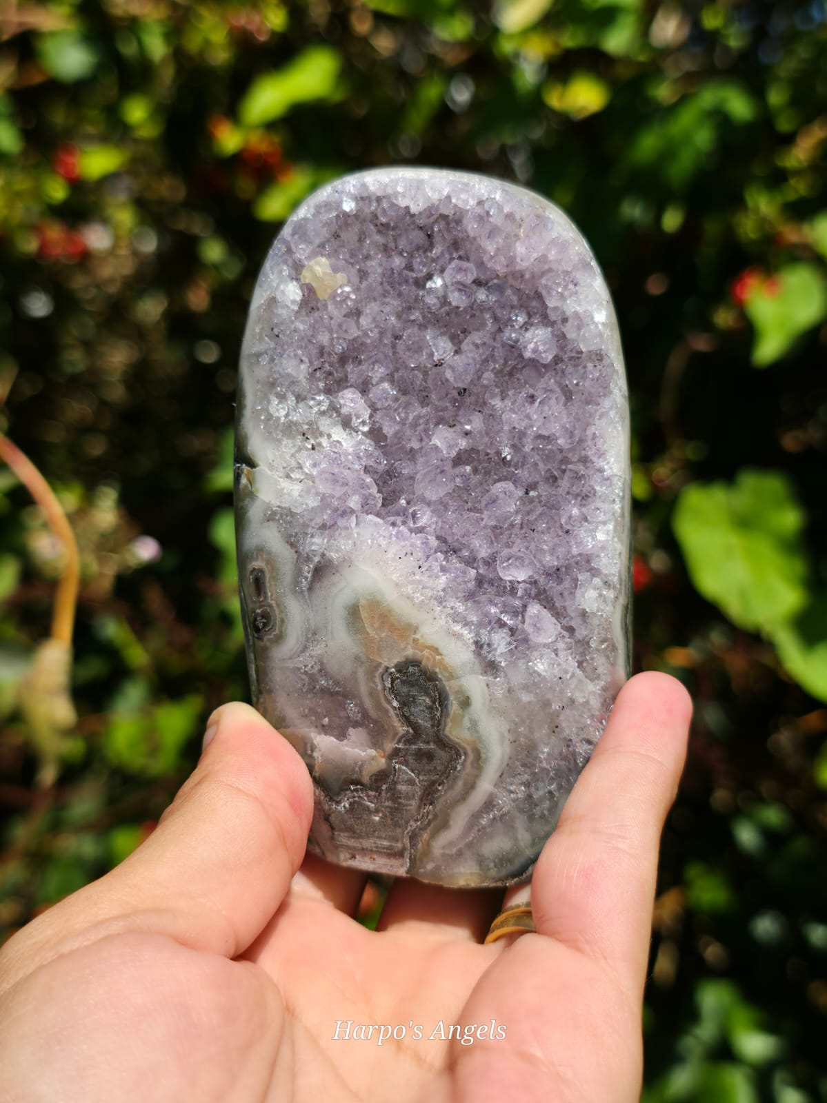 Brazilian Amethyst Cut Base with Calcite