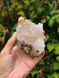 Epidote on Quartz Crystal Cluster (Forest Quartz)