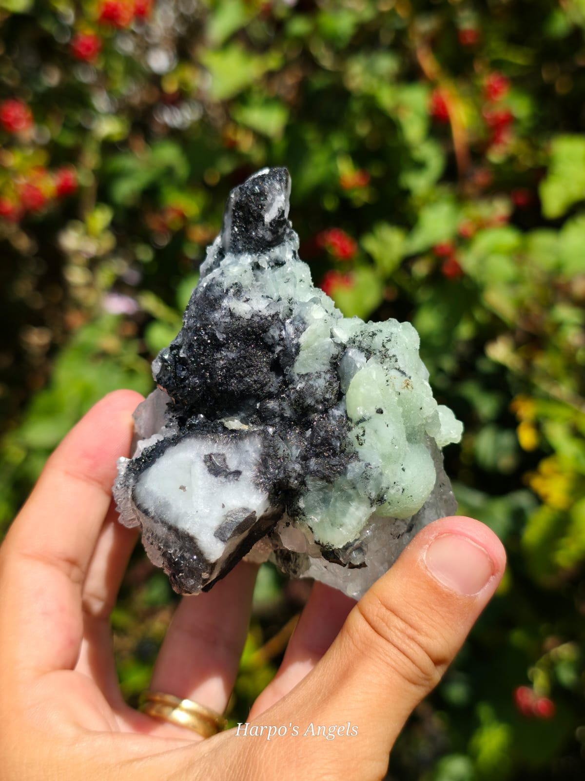 Prehnite on Calcite Crystal Cluster
