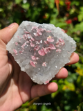 Rhodochrosite on Quartz with Fluorite