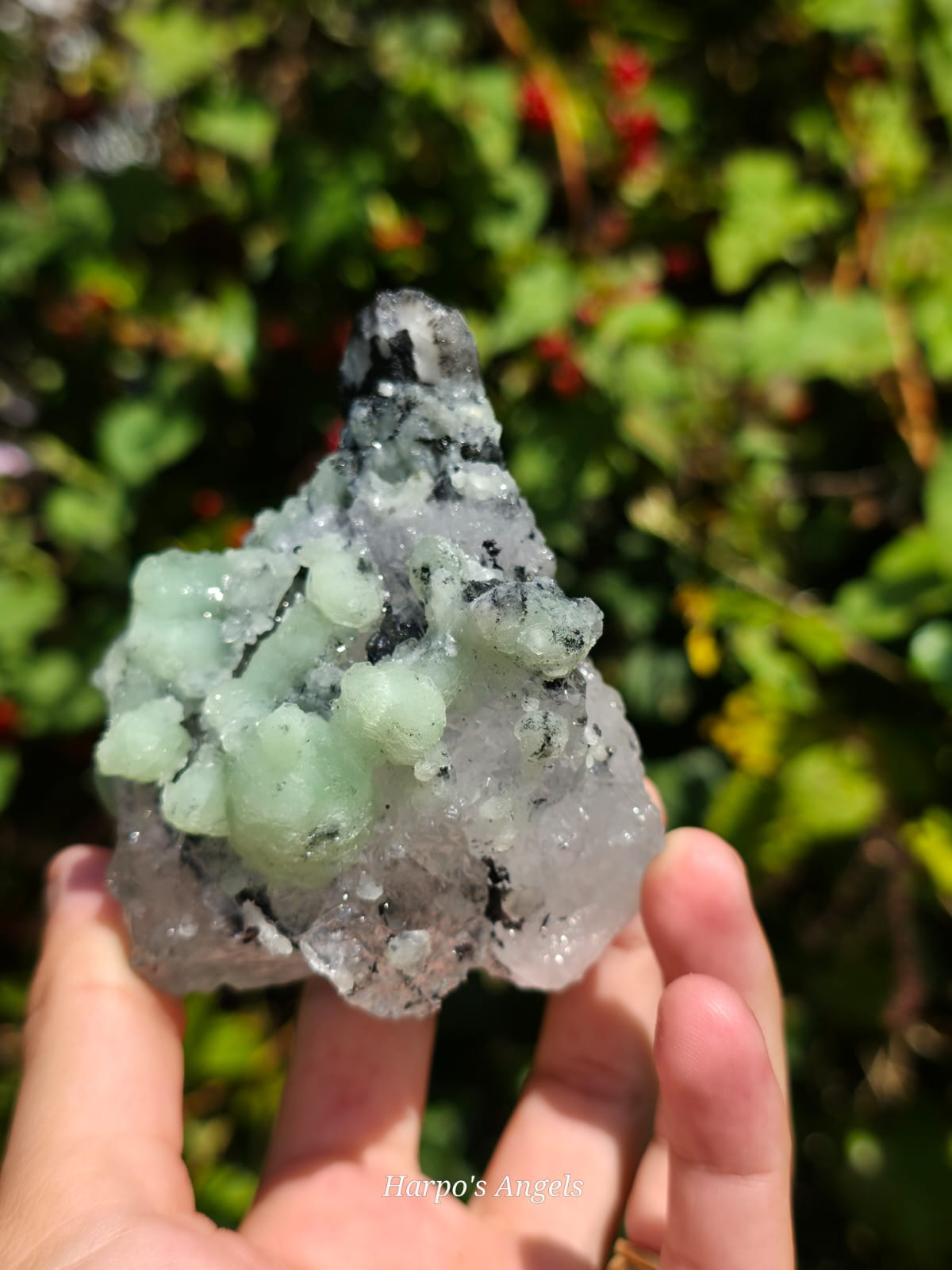 Prehnite on Calcite Crystal Cluster