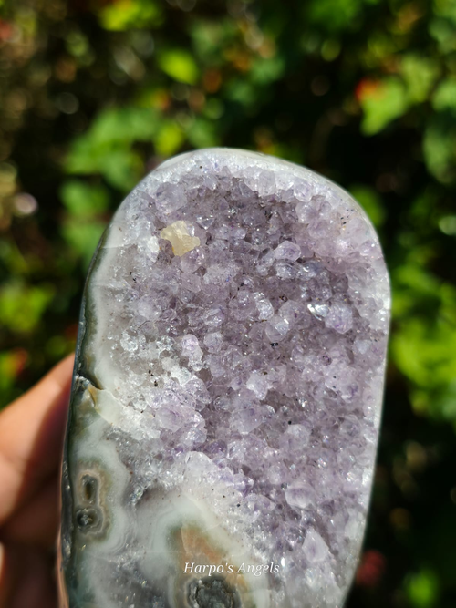 Brazilian Amethyst Cut Base with Calcite