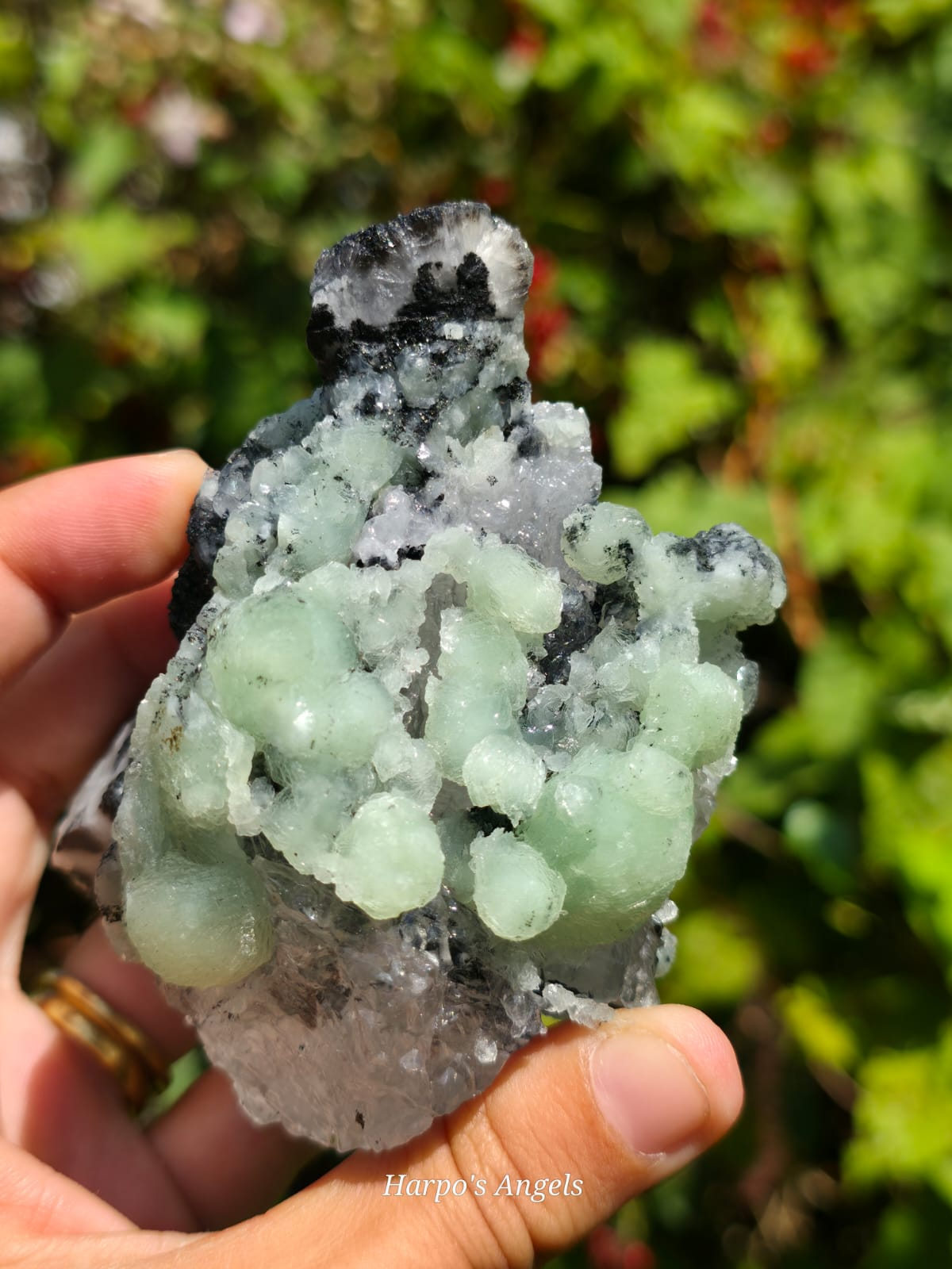 Prehnite on Calcite Crystal Cluster