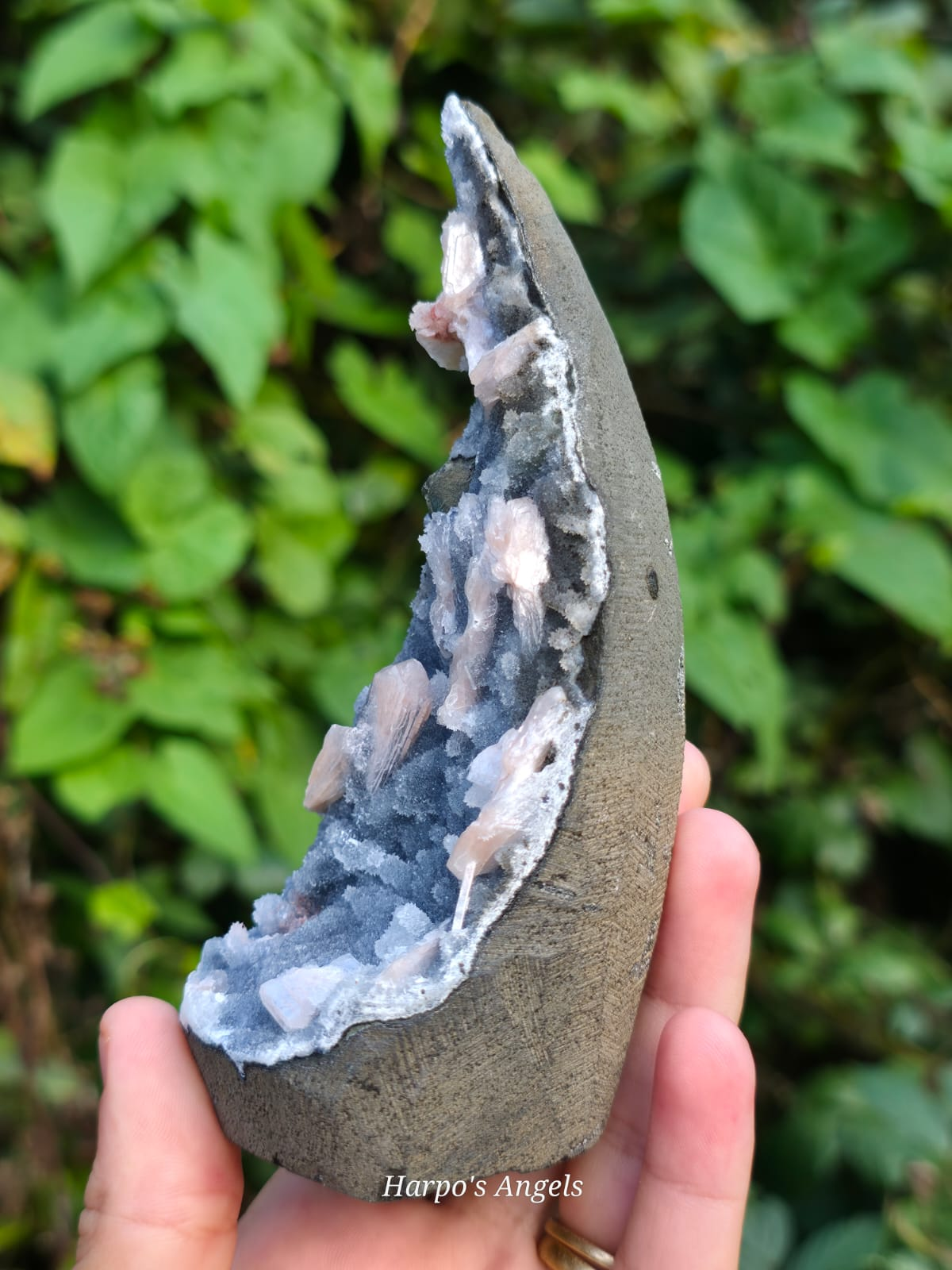 Peach Heulandite on Chalcedony Crystal Specimen - India